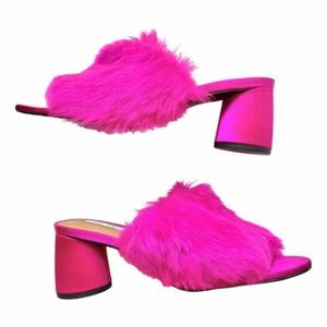 & Other Stories pink faux fur shoes